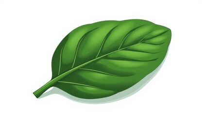 Large green leaf showing detailed texture and vibrant color against a plain background