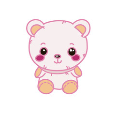 Teddy bear cute kawaii white png illustration 