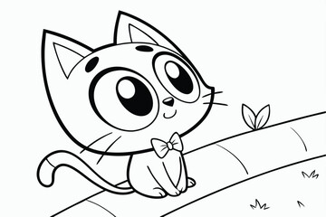 coloring page of a cartoon cat