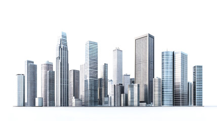 Isolated skyscraper buildings on a white background, 3d rendering