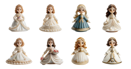Charming Collection of Elegant Decorative Figurines in Various Styles, PNG bundle collection, Isolated on Transparent Background
