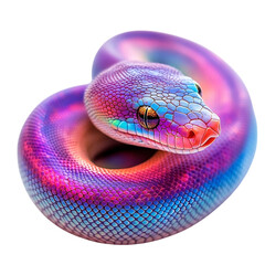 Glowing Rainbow Boa Snake Isolated on Transparent Background