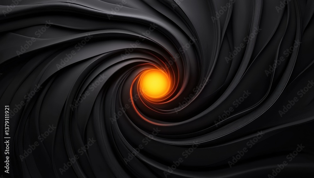 Wall mural abstract spiral vortex with intense dark tones and a luminous center. dynamic swirling motion create