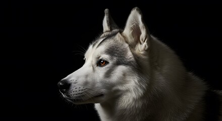 Obraz premium Wolf Portrait in Black Background