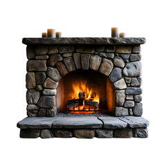 A Flickering Fireplace with Soft Light Isolated on Transparent Background