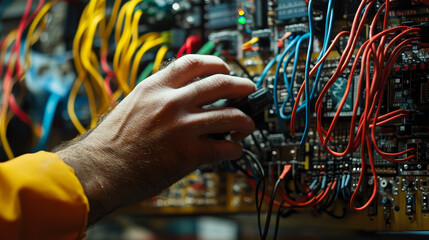 Data Center Programmer Using Digital Laptop Computer, Maintenance IT Specialist. Cloud Computing Server Farm System Administrator Working on Cyber Security for Iaas, saas, paas. Closeup Focus on Hands