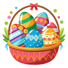  Easter Basket with Colorful Eggs