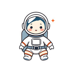 Astronaut baby illustration icon on white background. Generative AI