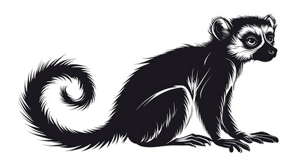 Black and white lemur vector isolated illustration
