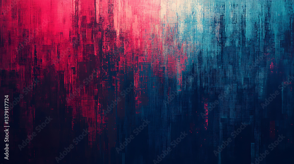 Poster Merge the traditional canvas texture with a pixelated digital effect for a modern, tech inspired appearance