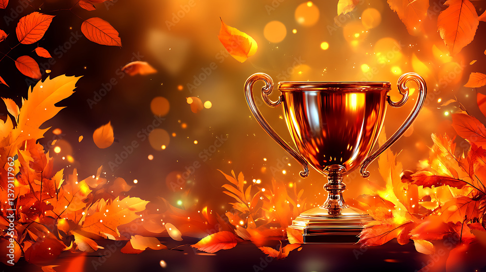Aufkleber trophy image on a dark background with abstract shiny lights