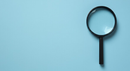 Magnifying Glass on Blue: Find Clarity & Focus! Discover, Investigate, Explore. Perfect for Research, Education & Detail-Oriented Projects