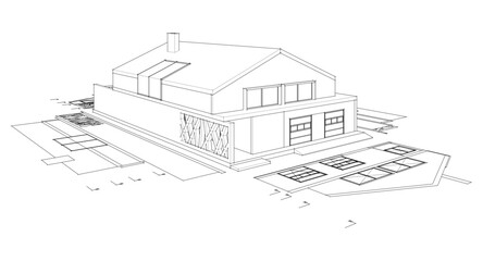 Fototapeta premium residential house plan 3d illustration