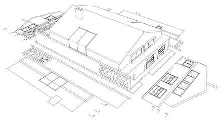 residential house plan 3d illustration