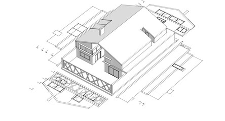 Fototapeta premium residential house plan 3d illustration