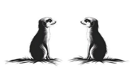 Naklejka premium Meerkat silhouette wild animal vector line art HD photos