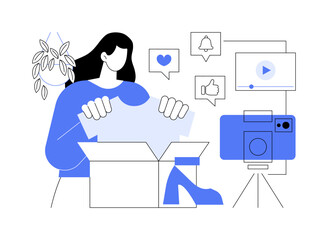 Unboxing videos isolated cartoon vector illustrations.