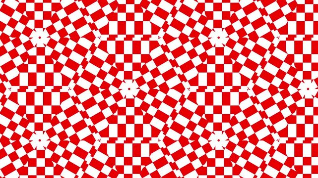 A seamless and abstract pattern featuring red and white checkered hexagons. Ideal for backgrounds, textiles, wallpapers, and graphic design projects.	