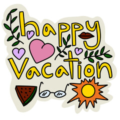 Happy vacation summer sticker design png 