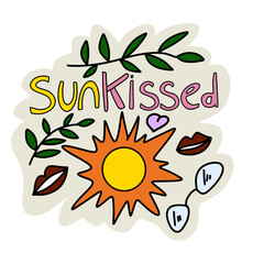 Sun kissed summer sticker design png 
