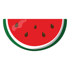 Fresh watermelon slice with red juicy flesh and seeds, ideal for summer food projects, healthy eating visuals, and tropical fruit designs