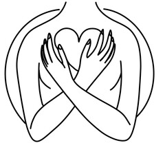 Self love line art illustration png icon 