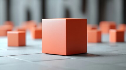 Orange cubes on gray surface