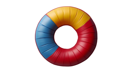 geometric donut design with angular shapes negative space for promotional text with bold color blocking