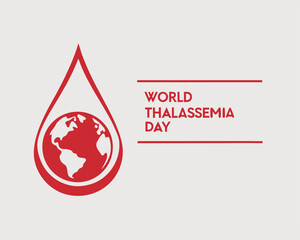 Simple World Thalassemia Day design with a clear message and blood drop.