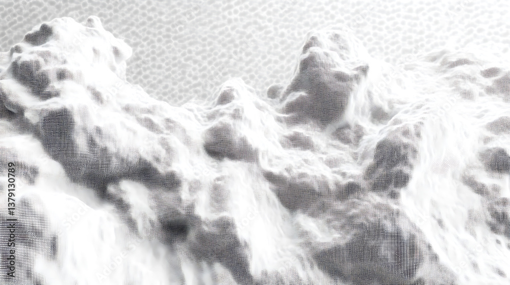 Aufkleber White background with intricate halftone dot pattern creating depth artificial intelligence, big data dots lines gradient concept interface futuristic background technology digital abstract 3d cloud
