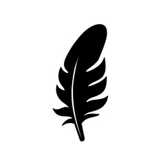 Obraz premium Minimalist black silhouette of an elegant feather on white background
