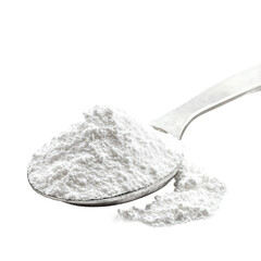 side perspective of creatine monohydrate powder in a clean setting


