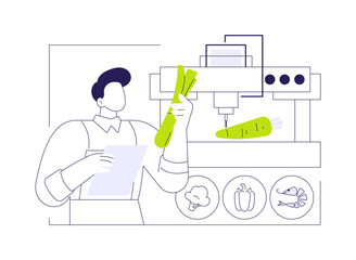 3D printing of food abstract concept vector illustration.