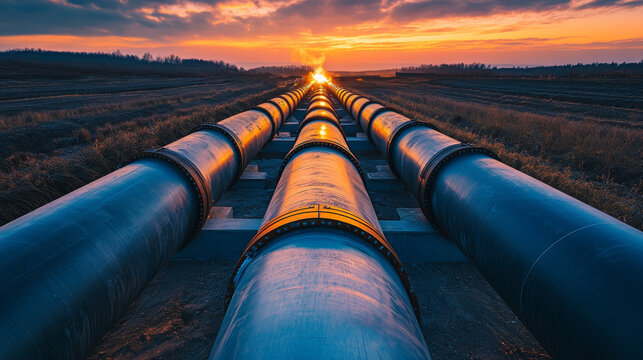 Industrial 4.0 Digital Visualization Concept: Heavy Industry Welder Working, Welding Inside Pipe. Construction of NLG Natural Gas and Fuels Transport Pipeline. Future of Clean Green Power and Energy