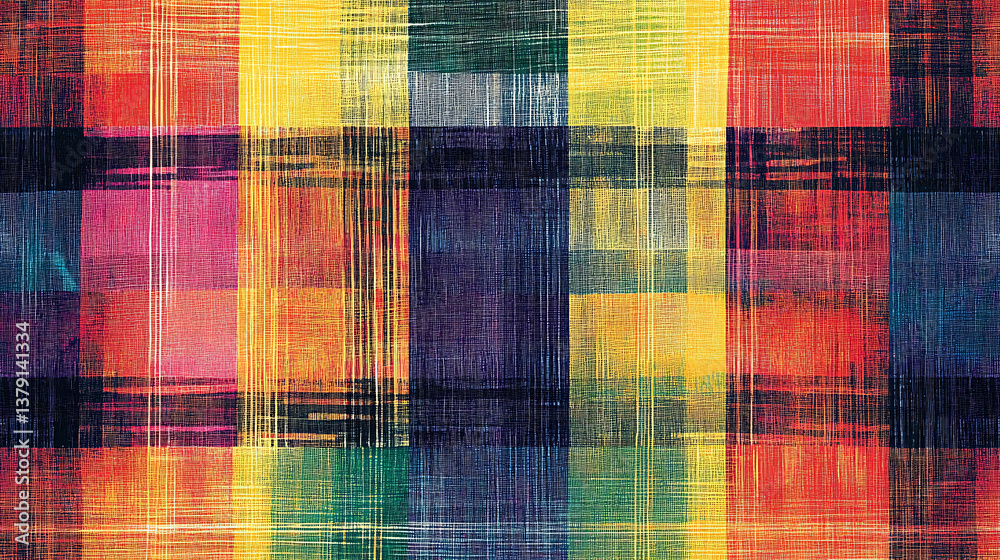 Poster colorful plaid print with checks