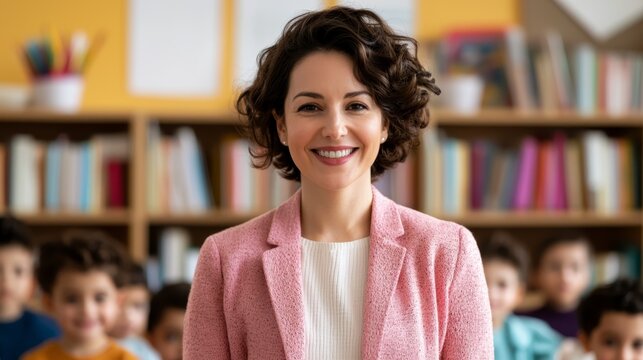 Engaging Multicultural Classroom Interaction with Female Teacher Leading Circle Time, Ultra-Realistic Education Concept with Happy Diverse Children