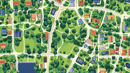 Obraz premium City map with streets and park illustrations