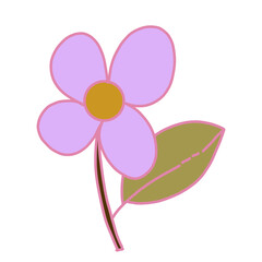 Kawaii floral design on white background png illustration 