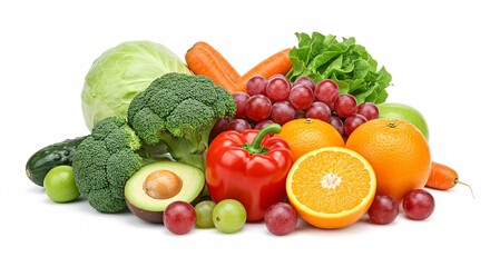 A colorful and diverse collection of fresh fruits and vegetables displayed