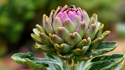 Close-up of an artichoke plant with ripe flower