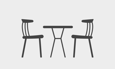 Bistro Furniture Icon. Illustration of table and chair for urban cafe or restaurant. Interior of public place for lunch or snack