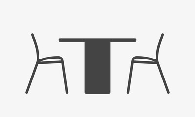 Garden chairs and table illustration. Front side view dining furniture. Vector illustration