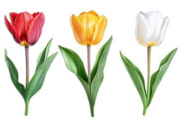 Vibrant Collection of Colorful Tulips Representing Spring Beauty and Nature's Artistry with Vivid Petals and Fresh Green Leaves