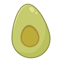 illustration of sliced avocado half with seed isolated on transparent background. Ideal for food, health, or organic themed designs. Vector art