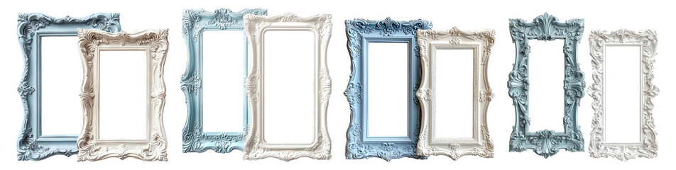 Decorative Vintage Frames Collection on Transparent Background