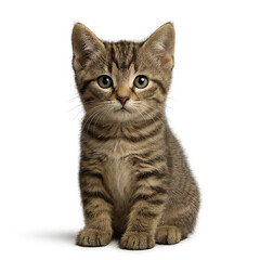 Obraz premium Curious tabby kitten exploring its cozy indoor space during afternoon light