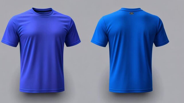 Red and Blue T-Shirt Mockup: Front and Back Views of Plain Crew Neck Tees for Design