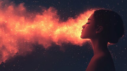 Woman Exhaling Celestial Fire