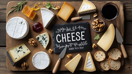 Artisanal Cheese Board: A Rustic Symphony of Creamy Brie, Aged Cheddar & Gourmet Accents