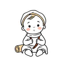 Historian baby illustration icon on white background. Generative AI